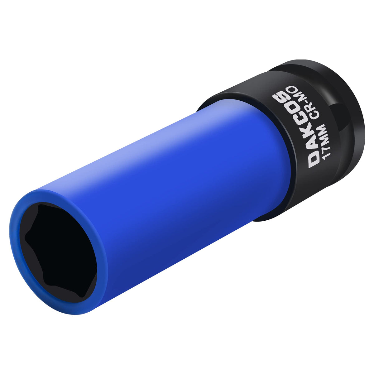 DAKCOS 1/2 Inch Drive Wheel Protector Impact Socket Thin Wall Deep Impact Socket Set with Plastic Sleeve 6 Point Cr-Mo Metric Protective Lug Nut Socket 17mm