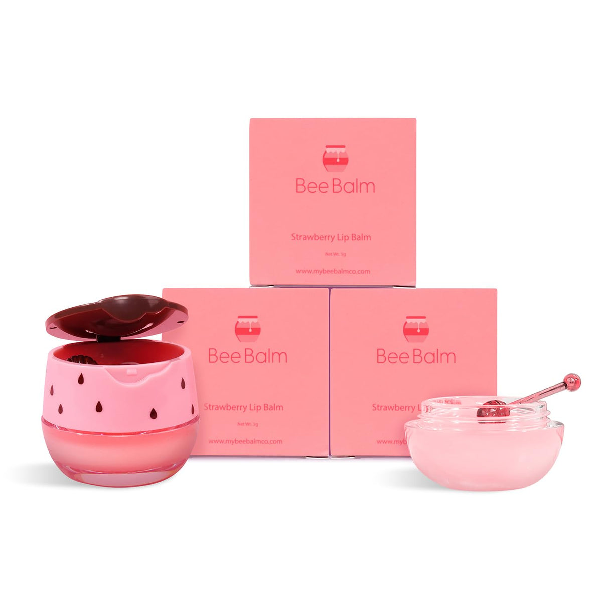 Bee Balm Original Lip Balm Strawberry Hydrating Lip Care, Prevention of Dry and Cracked Lips, Propolis Honey Lip Mask, Lip Moisturizing & Sleep Mask, Reduces Lip Lines, Original Beeswax with Vitamin E