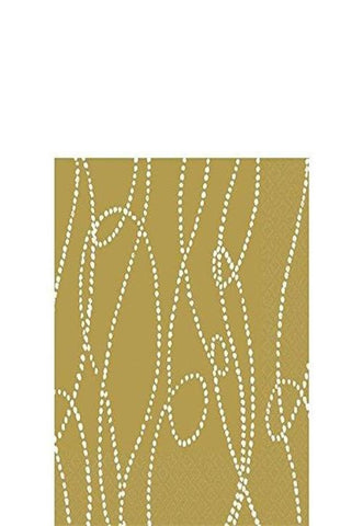 Amscan Decorative Beaded Stripe Party Beverage Paper Napkins (16 Pack), 5 x 5, Gold/White