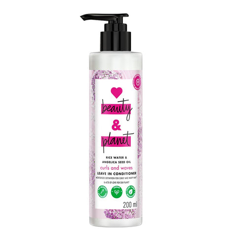Love Beauty And Planet & Rice Water & Angelica Seed Oil Silicone-Free Curl & Waves Leave-In|| No Parabens|| No Dyes|| Angelica Essential Oil|| Floral, 200Ml, 1 Count