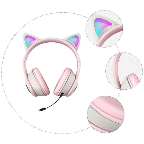 SOLUSTRE 1Pc Luminous Cat Headset Sound Computer Gamer Headset Noise canceling mic Cat Ear Headset USB mic Computer Gaming USB Gaming Headset Computer Microphones USB Headset abs Laptop
