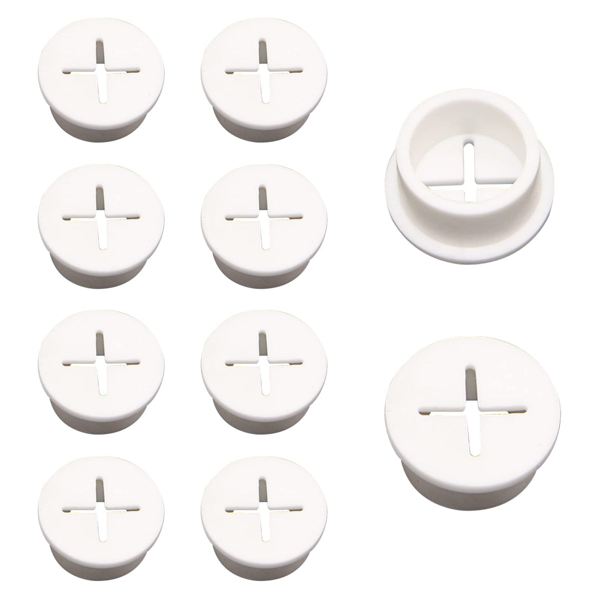 MOROBOR Flexible Silicone Cable Cord Grommet, 10pcs 20mm White Rubber Grommets for Desk, Table, Wire Hole Cover Cable Management Wire Organizer