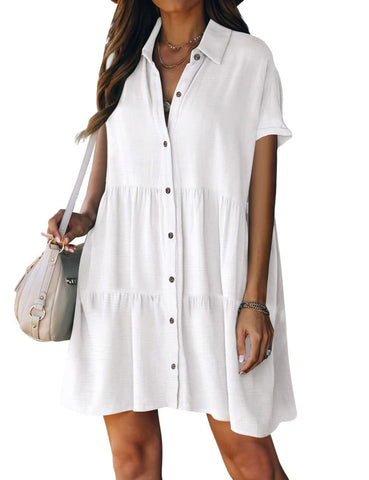 Bsubseach Beach Coverups for Women Button Down Shirt Dress Resort Casual Wear Vacation Outfit White XL