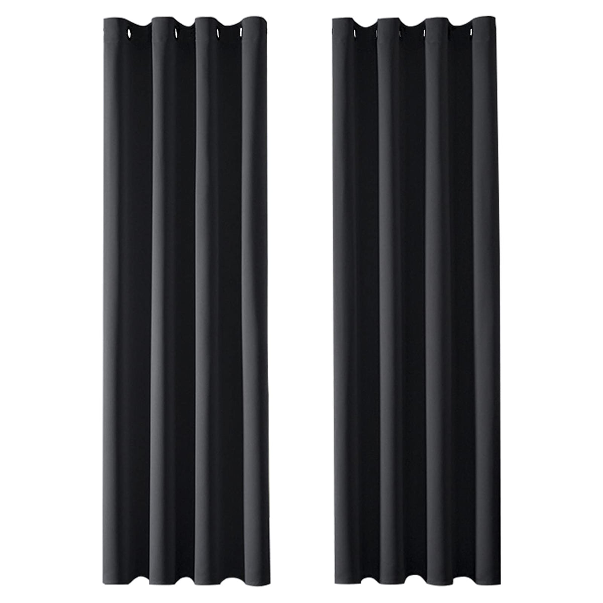 MRTREES Opaque Curtains, Thermal Curtains with Eyelets, Blackout Curtain, Eyelet Curtain, Short Modern Curtain, 300 x 140 cm (H x W), Black, Set of 2 for Hotels, Offices, Living Room, Bedroom