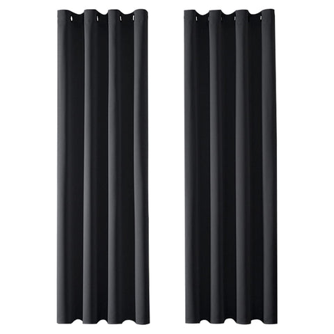 MRTREES Opaque Curtains, Thermal Curtains with Eyelets, Blackout Curtain, Eyelet Curtain, Short Modern Curtain, 300 x 140 cm (H x W), Black, Set of 2 for Hotels, Offices, Living Room, Bedroom