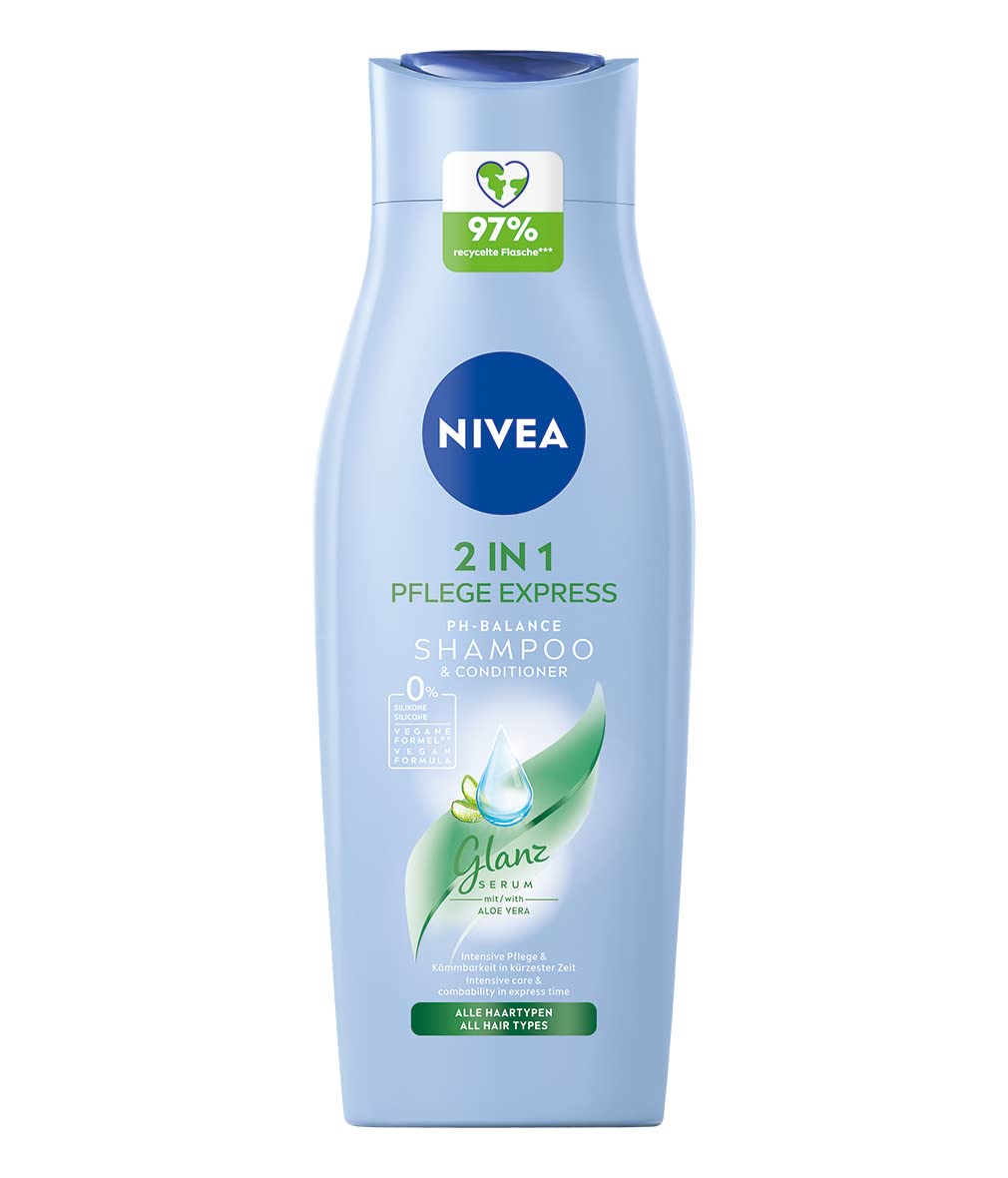 NIVEA 2-in-1 Care Express pH-Balance Shampoo + Conditioner (400 ml), Hair Shampoo & Conditioner with Aloe Vera, 2-in-1 Hair Care for Naturally Beautiful Hair