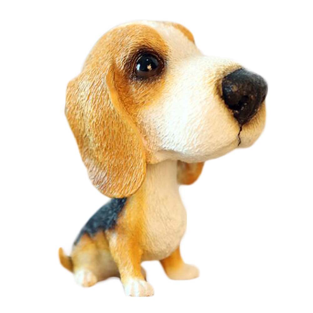 Beagle Bobbleheads Cute Simulation Dog Car Decor Animal Bobble Head Resin Car Interior Dashboard Ornament, Brown, 9cm