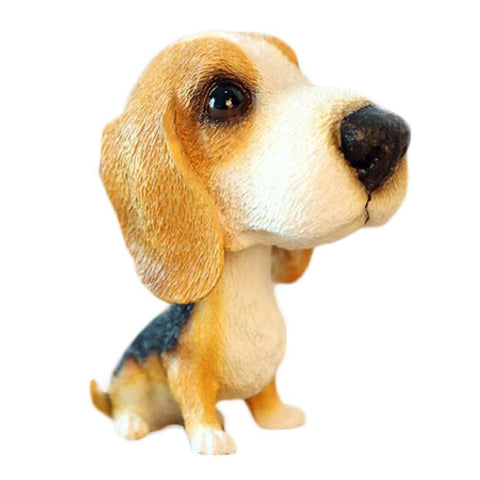 Beagle Bobbleheads Cute Simulation Dog Car Decor Animal Bobble Head Resin Car Interior Dashboard Ornament, Brown, 9cm