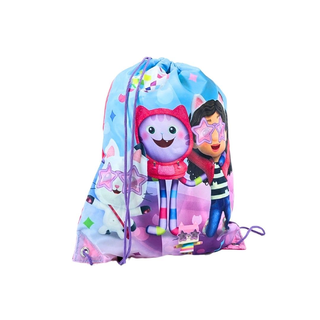 mybagstory - Gabby's Dollhouse Girls Swimming Bag - Pink - Kids - School - Daycare - Size 42cm - Adjustable Straps - Twine - Gift Idea - Gym Bag - Gabby