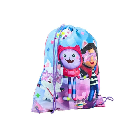 mybagstory - Gabby's Dollhouse Girls Swimming Bag - Pink - Kids - School - Daycare - Size 42cm - Adjustable Straps - Twine - Gift Idea - Gym Bag - Gabby
