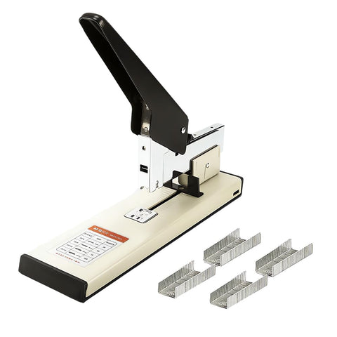 M&G Heavy Duty Stapler with 1000 Staples, 100 Sheet High Capacity, Manual Big Stapler, Large Metal Office Stapler for Paper Binding, Black & White