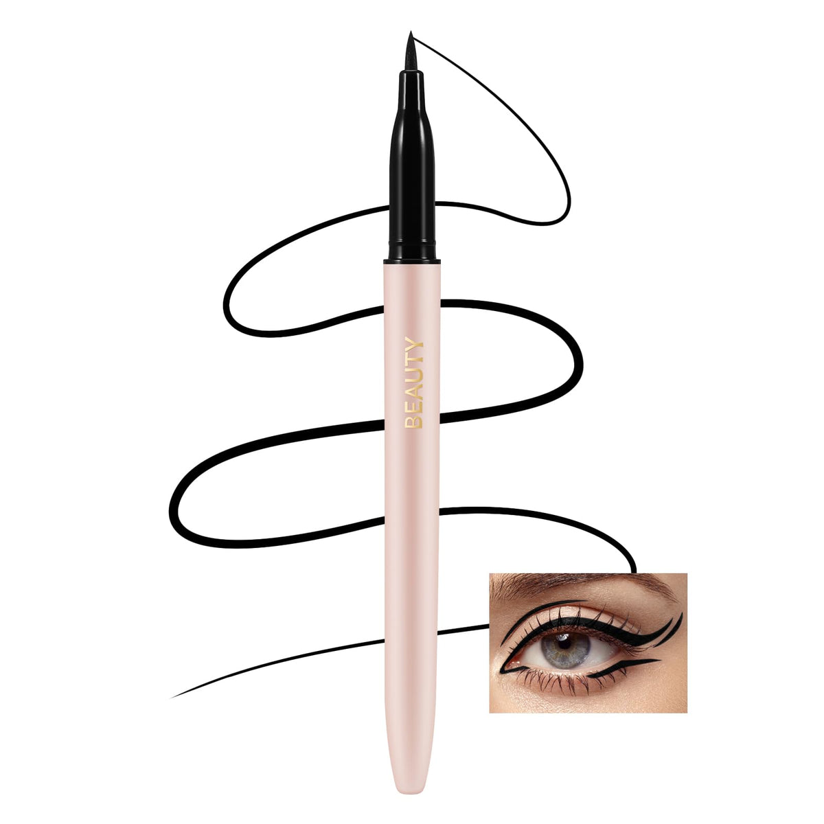 Boobeen Liquid Eyeliner, Long Lasting Quick Drying Eye Liner Pen for Women, Smooth Ultra-Fine Ink Liner Pencil Creates Natural Matte Eye Makeup, Waterproof & Smudgeproof