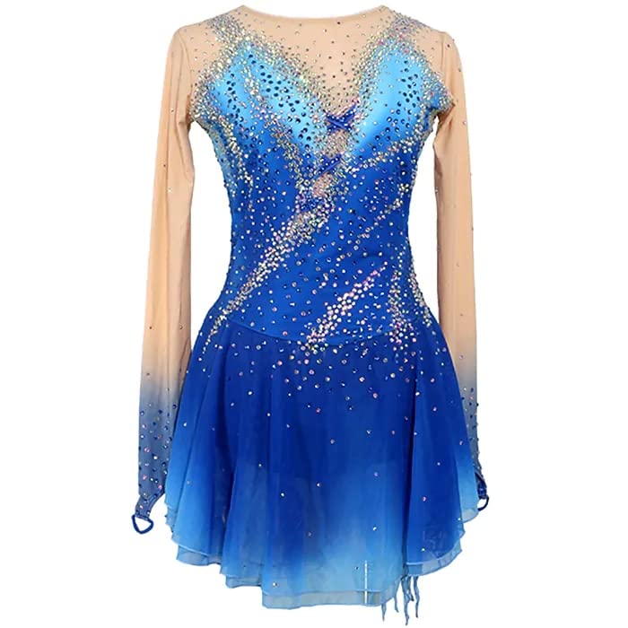 KUOYTT Ice Figure Skating Performance Dress for Girls Gradient Gymnastics Leotard Teens Dance Competition Skirt Ballet Garment