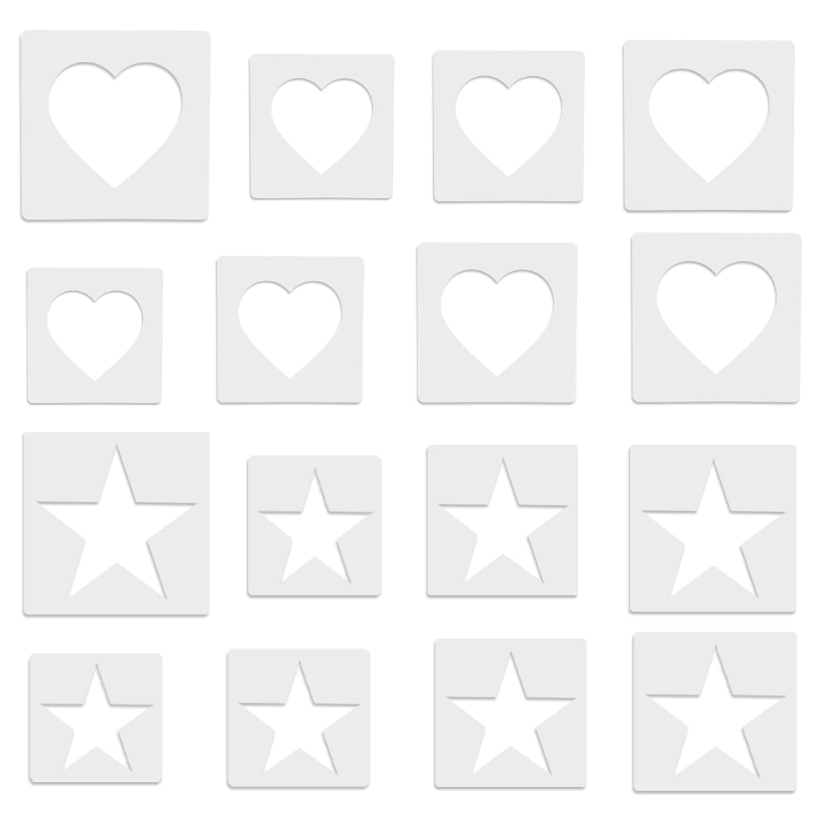 16 PCS Large Star Stencil and Heart Stencil, Stencils Different Sizes for Painting Template Star Stencil for Crafts Plastic 5 Point Heart Templates for Fabric Wall Arts Paper Home Decoration