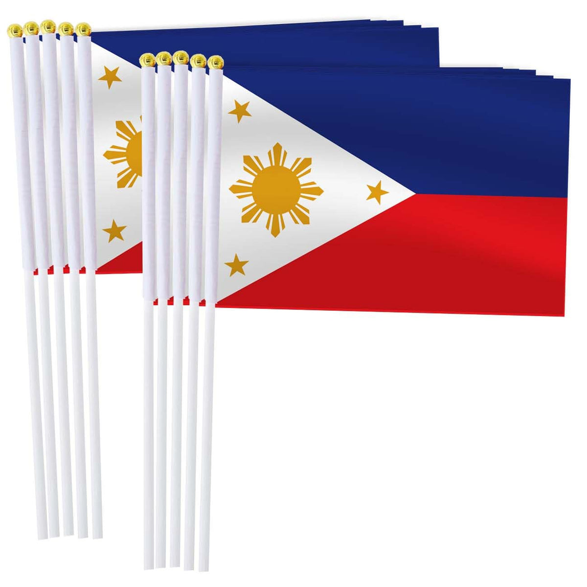 25 Pack Philippines Handheld Small Flag,Mini Filipino Hand Held Miniature Stick Decor