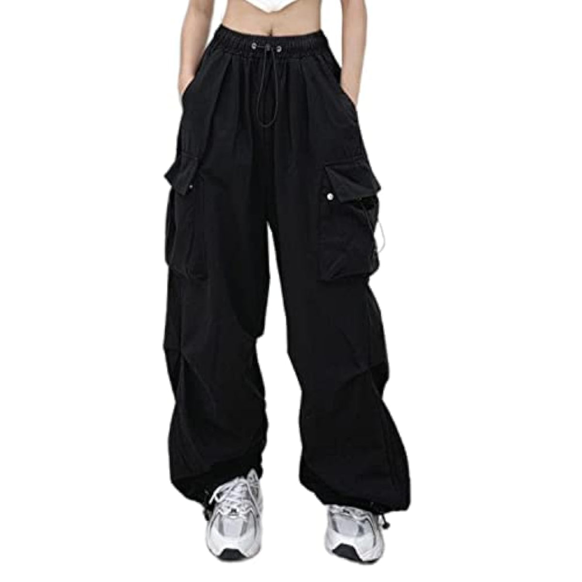 Women Cargo Pants Baggy Y2K Clothing Multi Pockets High Waist Loose Straight Leg Pants Vintage Grunge Aesthetic Clothes, B Midnight, S
