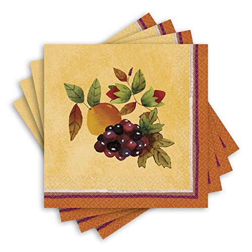 Amscan Thanksgiving Medley Beverage Paper Napkins - 5" x 5", Multicolor, 16 pcs