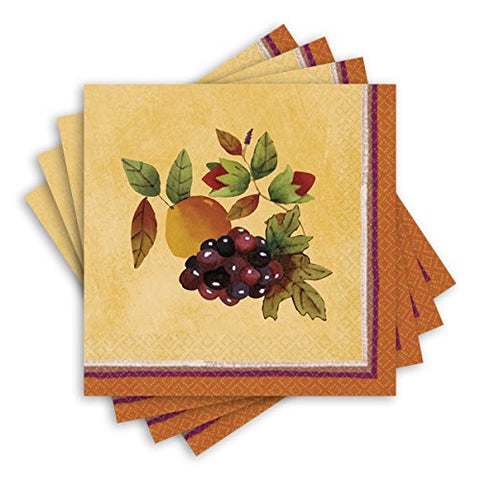 Amscan Thanksgiving Medley Beverage Paper Napkins - 5" x 5", Multicolor, 16 pcs