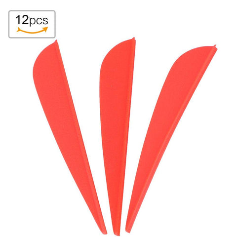 Keenso Hunting Arrows Feather, 12 Pcs 3 Colors 3 Inches Rubber Diy Arrow Fletchings Feather Archery Vane Shield Feather For Archery Target Bows DIY Tool(Red) Shooting and Archery Supplies Shooting