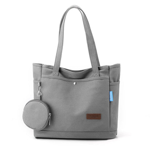 Vegena Handbag Women's Large Tote Bag, Shoulder Bag, Women's Shopper with Change Purse, Shoulder Bags with Zip, Fabric Bag, Canvas Bag for Everyday Shopping, School, Work, gray, 30cm x 35cm