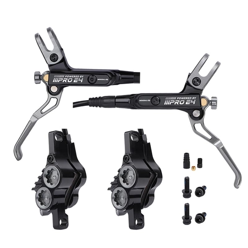 BUCKLOS IIIPRO MTB 4 Pistons Mountain Bike Hydraulic Disc Brake Set Front 800mm and Rear 1550mm with Ceramic Brake Pad for Bicycle/E-Bike (Pre-Bled)â€¦