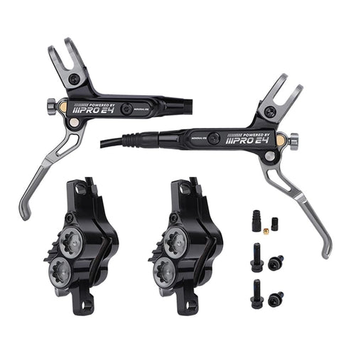 BUCKLOS IIIPRO MTB 4 Pistons Mountain Bike Hydraulic Disc Brake Set Front 800mm and Rear 1550mm with Ceramic Brake Pad for Bicycle/E-Bike (Pre-Bled)â€¦