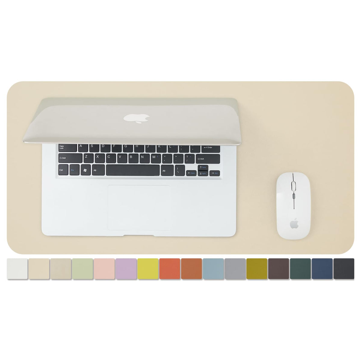 Compact Leather Desk Mat - Small Non-Slip PU Desk Pad for Office and Home - Desk Organization and Accessories - Ideal for Large Mouse Pad and Small Desk Mats on Top of Desks (Beige,23.6"x 11.8")