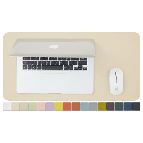 Compact Leather Desk Mat - Small Non-Slip PU Desk Pad for Office and Home - Desk Organization and Accessories - Ideal for Large Mouse Pad and Small Desk Mats on Top of Desks (Beige,23.6"x 11.8")