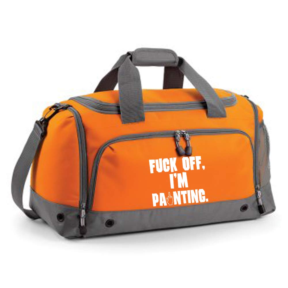 Funny Painters F*ck Off - I'm Painting Humorous Funny Thank You Gift Awesome Passionate Painter, Artist, Decorator, Student who Love to Paint Holdall shoulder Bag. (Orange)