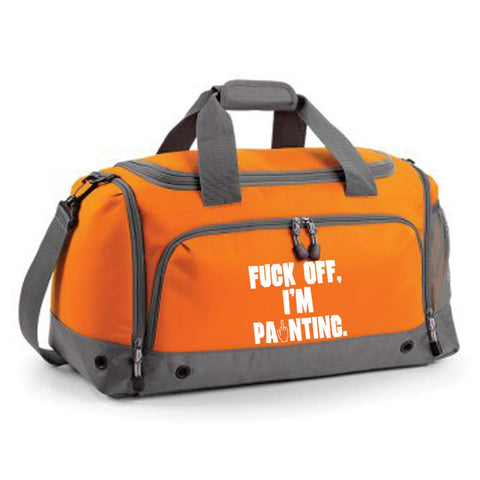 Funny Painters F*ck Off - I'm Painting Humorous Funny Thank You Gift Awesome Passionate Painter, Artist, Decorator, Student who Love to Paint Holdall shoulder Bag. (Orange)