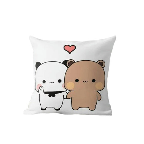 Throw Pillowcase 2Pcs Panda Bear Hug Bubu Duda Mochi Peach Cat Throw Pillow Bedroom Sofa Anime Bed Fashion Pillowcase-1-40X40Cm
