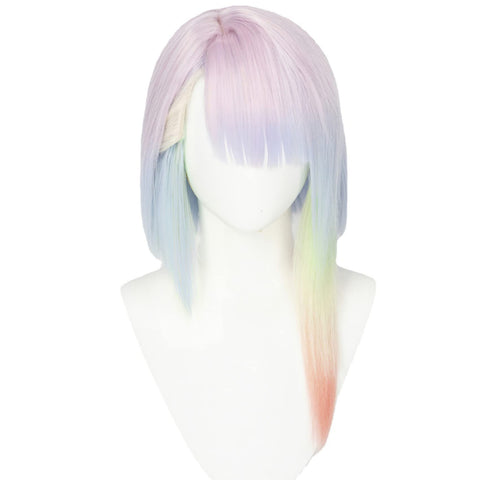 Anime Cosplay Wig Cyberpunk Edgerunners Lucy Wigs Long Colorful Hair Synthetic Fabric with Wig Cap for Women Comic Con, Cosplay Show, Halloween