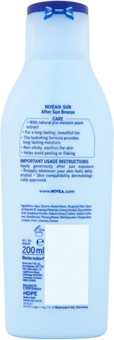 NIVEA SUN After Sun Bronze Lotion (200 ml), Combination Tan Prolonger and After Sun Care, Tan Prolonging Hydrating Moisturiser with 24 Hour Effectiveness