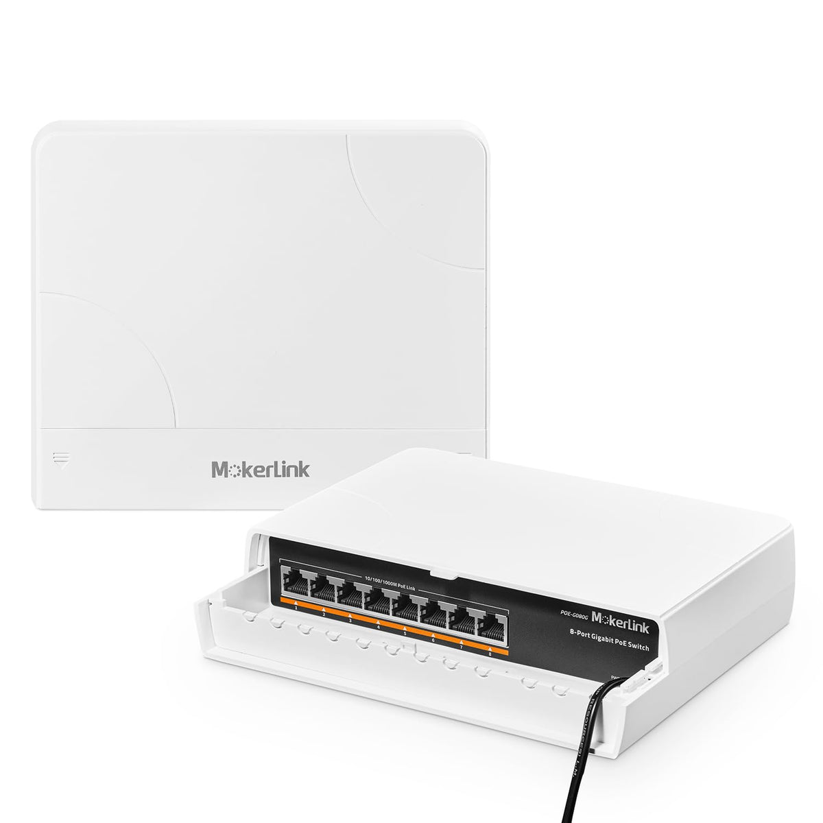 mokerlink 8 Port Outdoor Gigabit PoE Switch, 8 PoE+ Ports 1000Mbps, 802.3af/at 120W, Weatherproof Fanless Unmanaged Plug and Play
