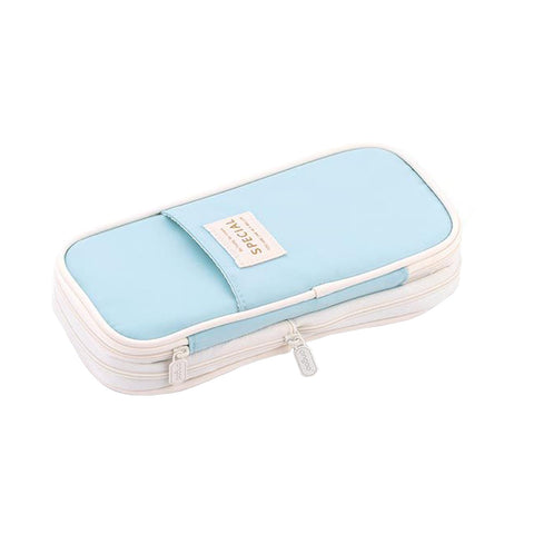 WAFJAMF Large Capacity Pencil Case with Zipper Multi-Function Storage Bag Suitable for Office Travel - Light Blue