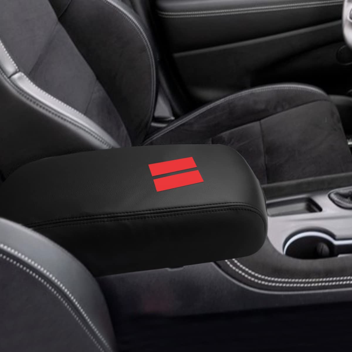 INTGET Car Center Console Armrest Cover for Dodge Durango Accessories 2021-2022 2023 Leather Arm Rest Box Lid Cover Seat Protector (2021-2023, Black with Black Stitches)