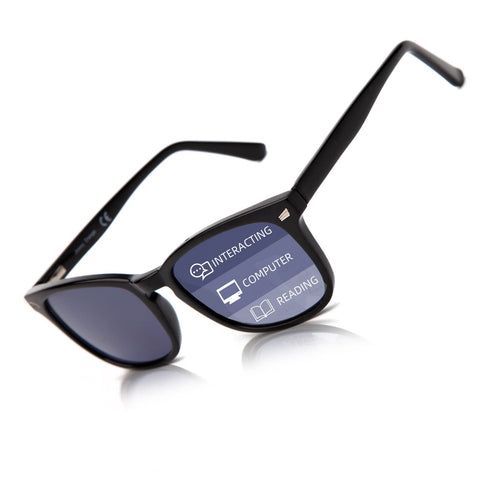 LianSan Progressive Multifocal Reading Sunglasses - for Women Men with Spring Hinge Acrylic Frame UV400 Trifocal Sun Readers Black for 20ft Distance 2.00x