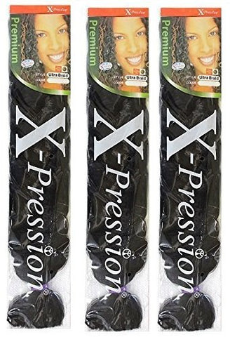 X-pression Ultra Braid Artificial Hair Extension #1B Approx. 210cm (3 PCS OFFER)