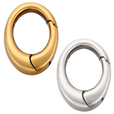 Beebeecraft 1 Box 2Pcs Spring Gate Rings 925 Sterling Silver Oval Clasp Spring Claps for Jewelry Finding Necklace Bracelet Making (Gold, Silver)