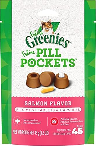 Greenies Pill Pockets Salmon Treats For Cat, 1.6 oz, Pack of 3