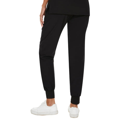COZYFIT Womens Scrub Pants - Soft Stretch Yoga Style with 5 Pockets, Slim Fit Jogger Scrubs Pants for Women Black