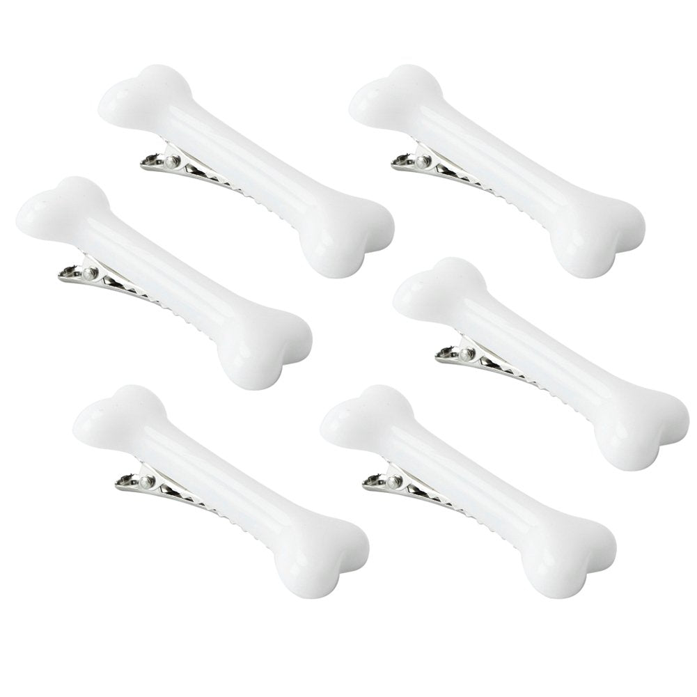 Armear 6 Pcs Dog Bone Hair Clips, White Bone Hair Pins for Women Girls, Halloween Cosplay Party Bone Hair Clips