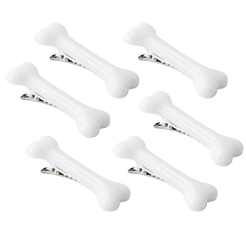 Armear 6 Pcs Dog Bone Hair Clips, White Bone Hair Pins for Women Girls, Halloween Cosplay Party Bone Hair Clips