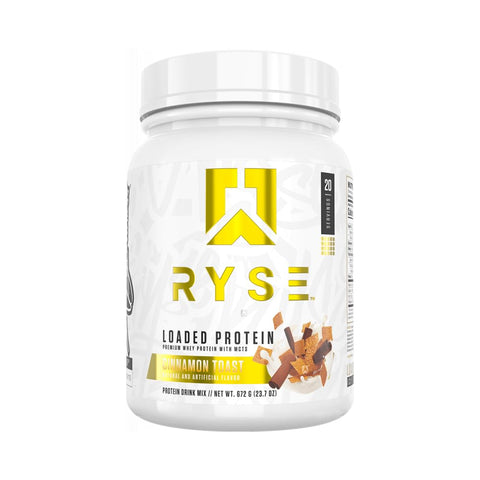 Ryse Loaded Whey Protein, (Cinnamon Toast, 20 Servings), Premium Whey Protein, 25g Protein, Whey Isolate, Prebiotic Fiber, MCTs, Easy Digestion