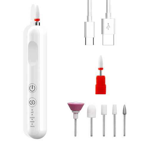 NIKOOCARE Portable Cordless Nail Drill Manicure Pedicure Drill Acrylic Gel Nail Shape Tools Nail Grinding Machine with Spotlight White