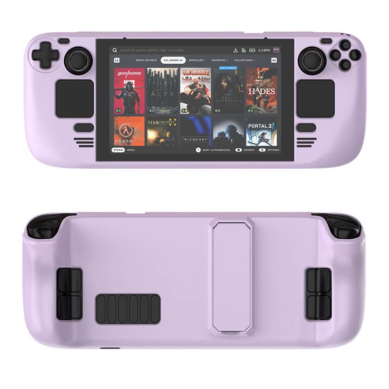 for Steam Deck Protective Case Cover Console Cover Case with Stand Skin-Friendly Feel PC (Light Purple)