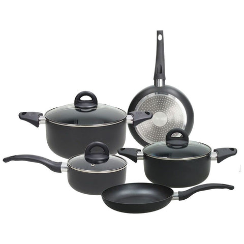 Tognana Copper & Charcoal Cookware Set with 2 Frying Pans, 3 Saucepans, 3 Lids, 8 Pieces, Aluminium, Black