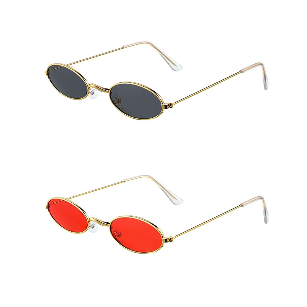 2 Pairs Vintage Oval Sunglasses, Retro Oval Sunglasses, Vintage Small Sunglasses, Small Oval Sunglasses, for Women, Girls, Men, Party, Photo Props, Costume