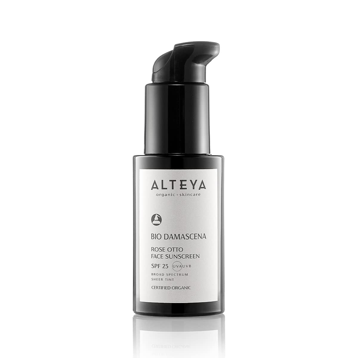 Alteya Organic Rose Otto Face Sunscreen Bio Damascena SPF25 50ml - Certified Organic - Broad spectrum - Sheer tint