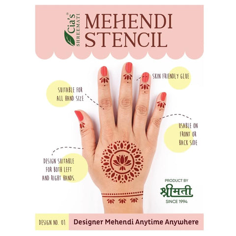 Generic Mehendi Stencil Sticker - Lotus Design (D1)